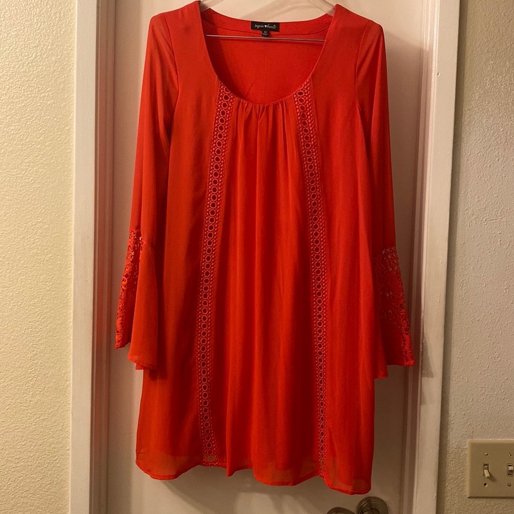Stunning Orange Sequin Hearts Dress, Sz Medium